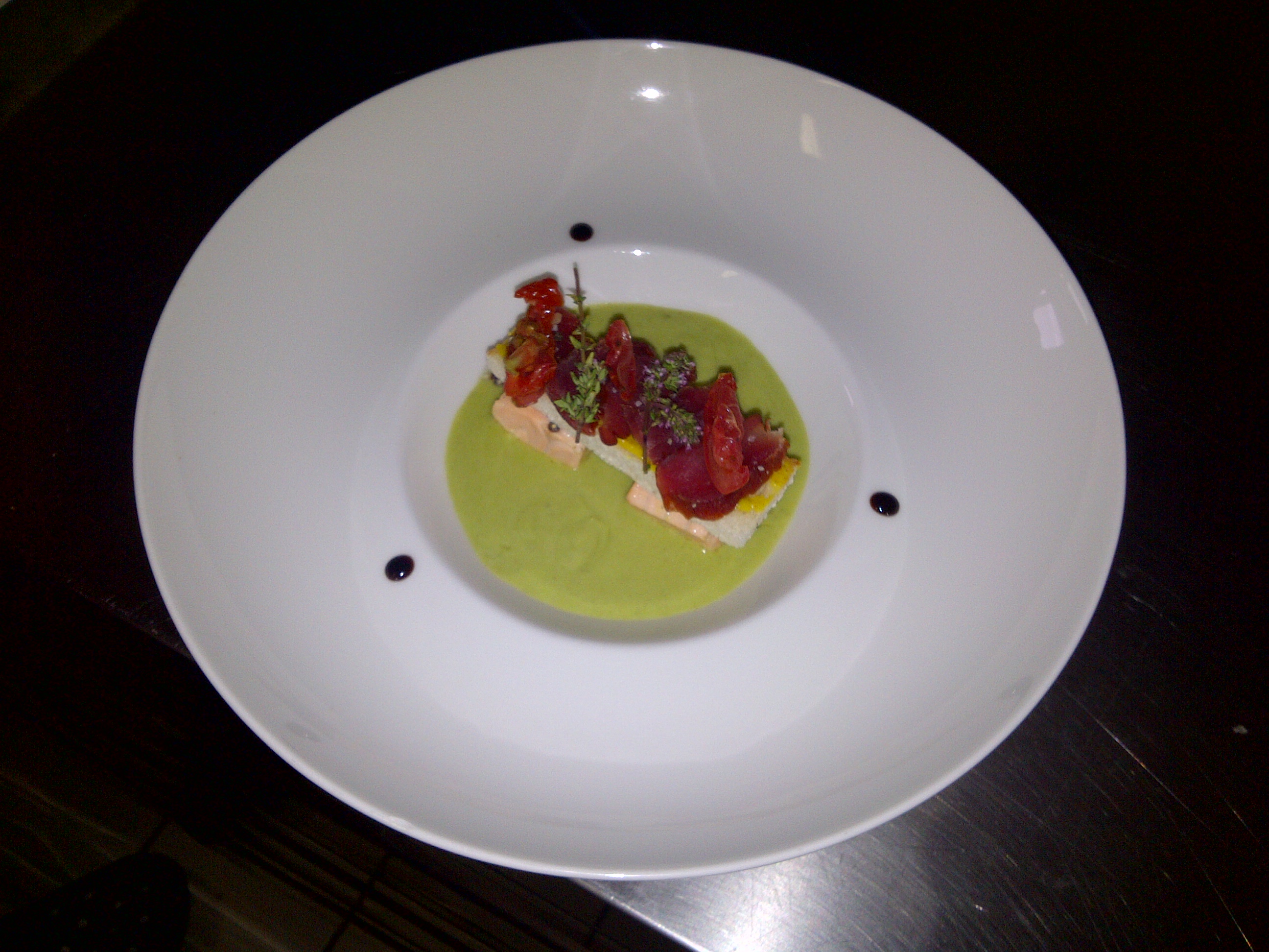 Gaspacho d'asperges et saumon